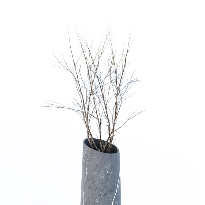 Elegant Marble Vase with Dried Flowers 3D model image 3
