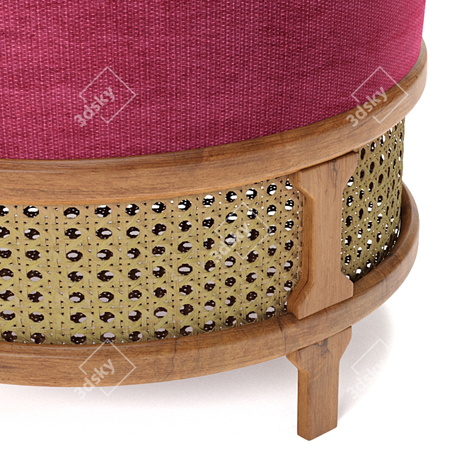 Elegant Velvet Pouf - Wood Tailors Club 3D model image 6