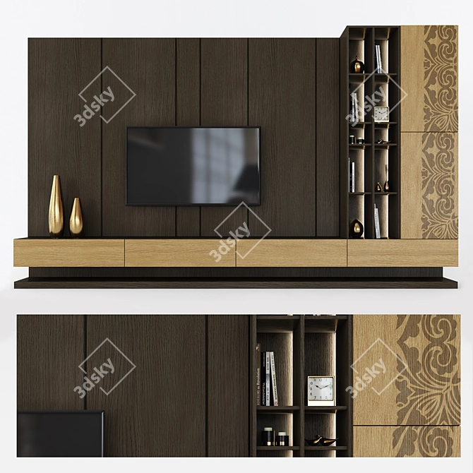 Sleek TV Stand Set | Modern Design 3D model image 1