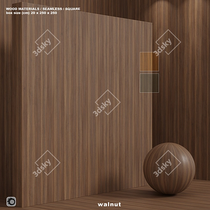 Seamless Walnut Wood Box Set 3D model image 1