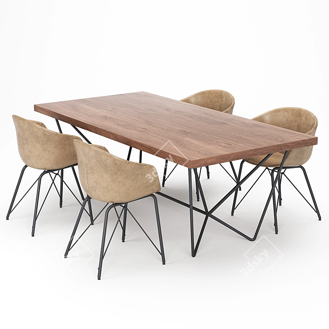 Modern Dining Table Set - Gemma 3D model image 1