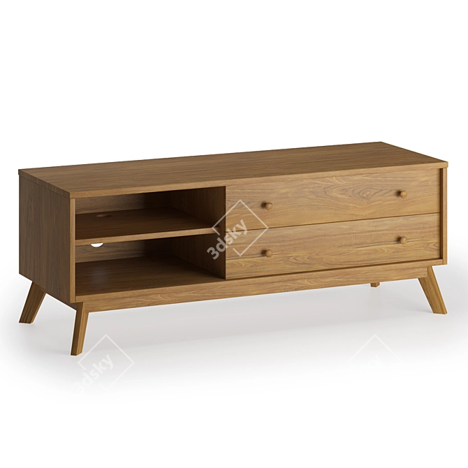 Rustic Wood TV Stand - Kensal 3D model image 2