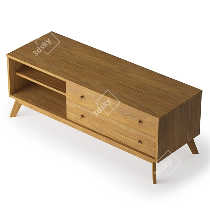 Rustic Wood TV Stand - Kensal 3D model image 3