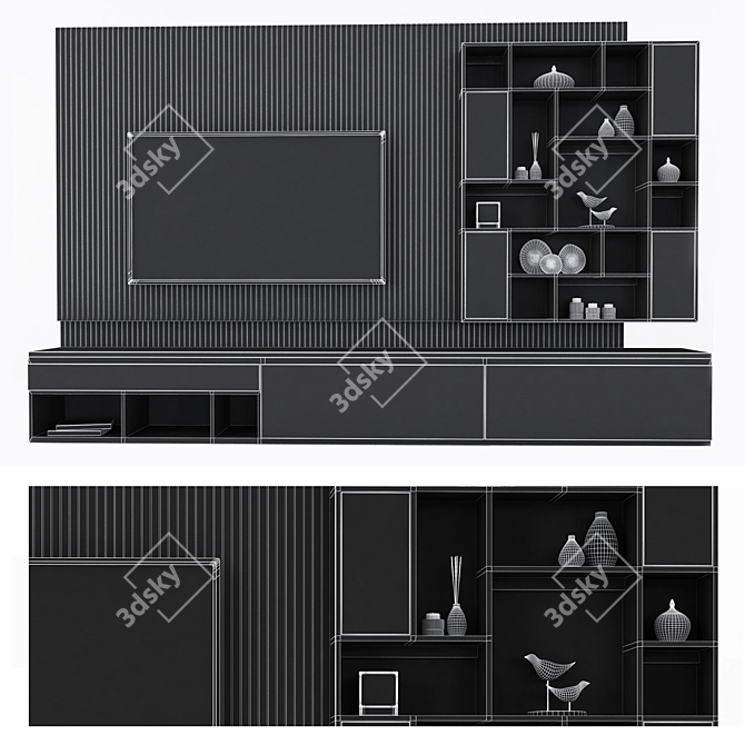 Sleek TV Shelf Set - Modernize Your Entertainment Space 3D model image 3