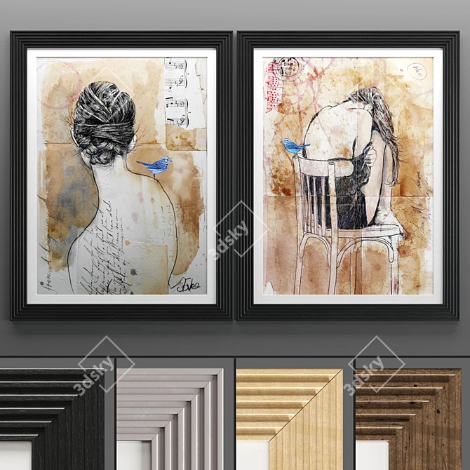 Modern Art Frame Set 3D model image 1