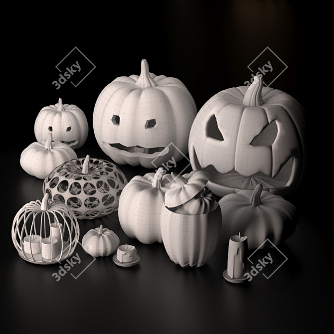 Spooky Halloween Décor Set 3D model image 4