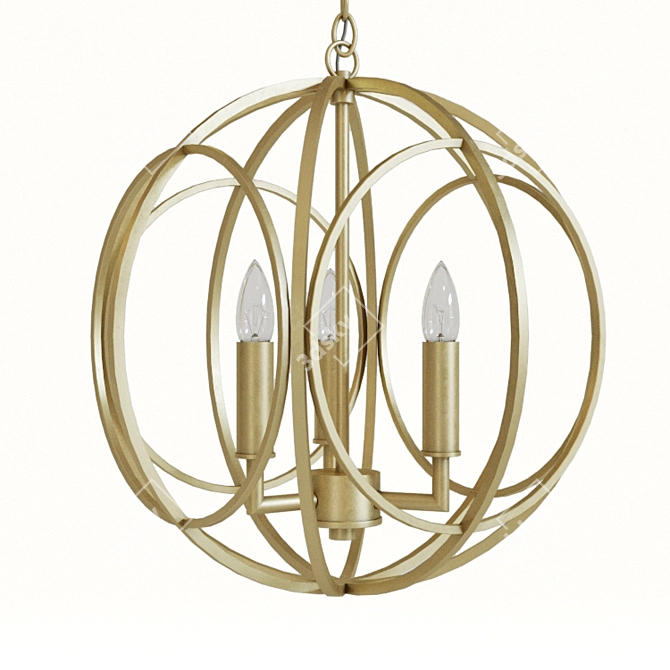 Elegant Steel Loughton Chandelier 3D model image 1