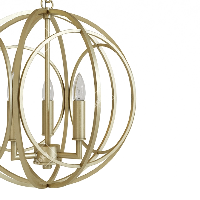 Elegant Steel Loughton Chandelier 3D model image 3