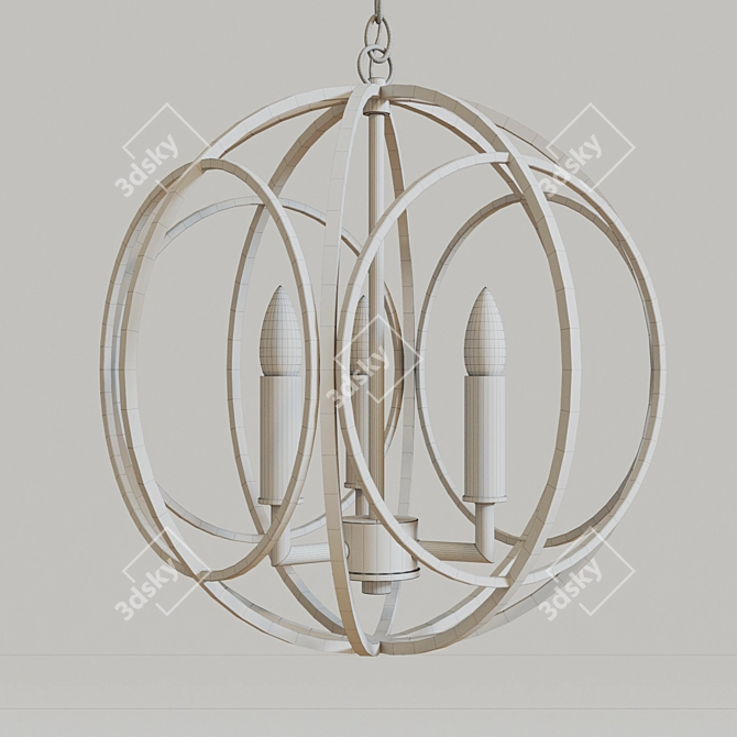 Elegant Steel Loughton Chandelier 3D model image 5