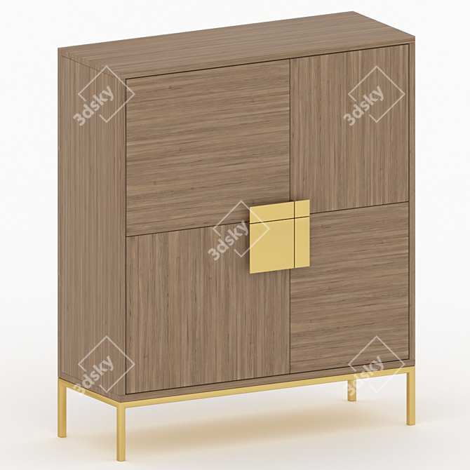 Sleek Wooden Wardrobe 3D model image 1