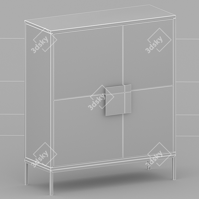 Sleek Wooden Wardrobe 3D model image 2