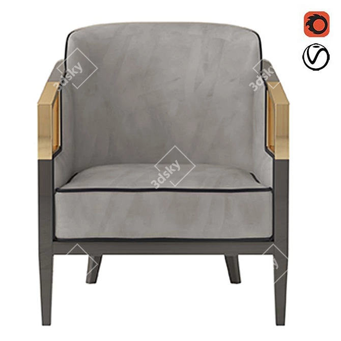 Luxury Asymmetric Armchair 3D model image 3