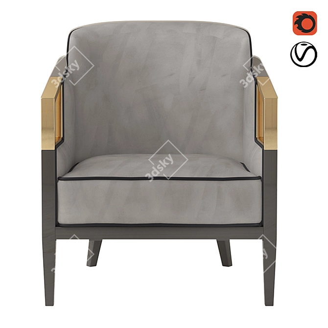Luxury Asymmetric Armchair 3D model image 5