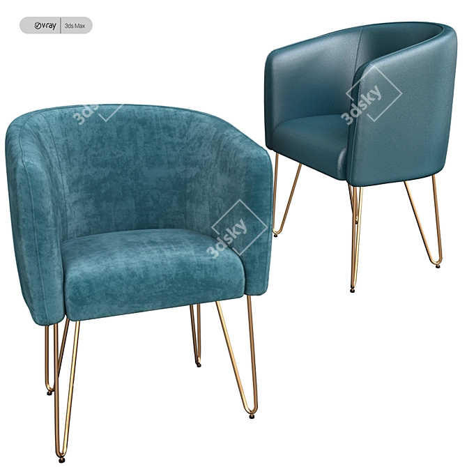 Velvet Gold Accent Chair 3D model image 1