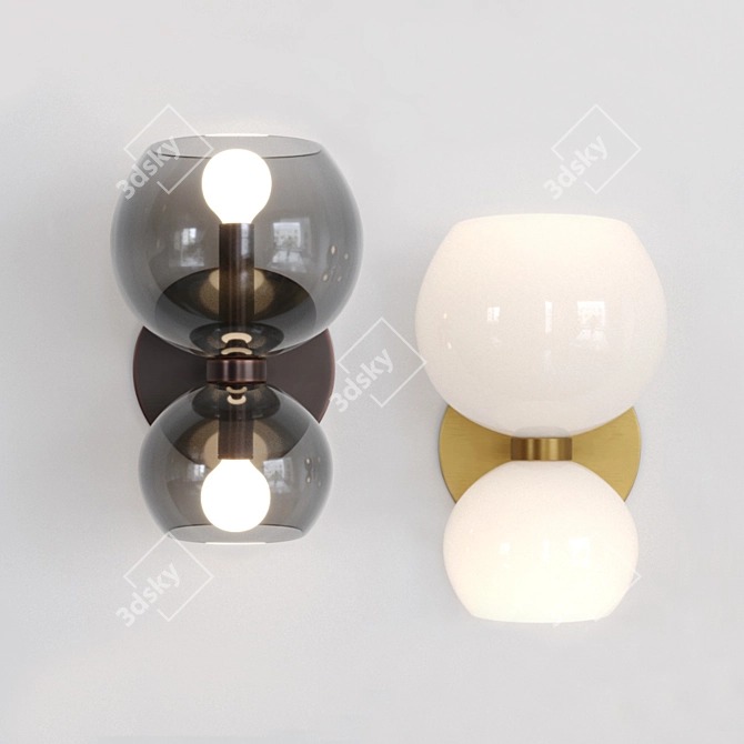 Elegant Dual-Light Wall Sconce 3D model image 1