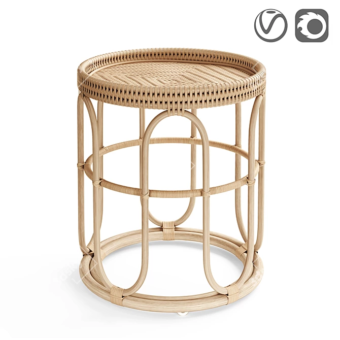Handcrafted Bamboo Coffee Table: Aloki 3D model image 1