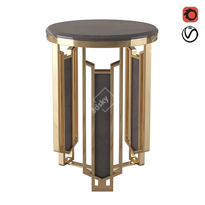 Symmetrically Elegant Natural Wood Side Table 3D model image 1