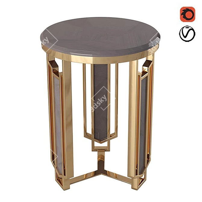 Symmetrically Elegant Natural Wood Side Table 3D model image 2