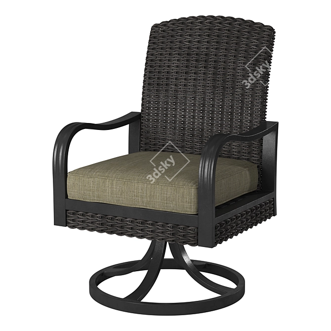 Swing Rattan Armchair with Metal Rotary Legs 3D model image 1