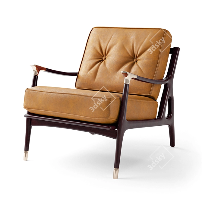 Mid-century Inspired Leather Chair 3D model image 1