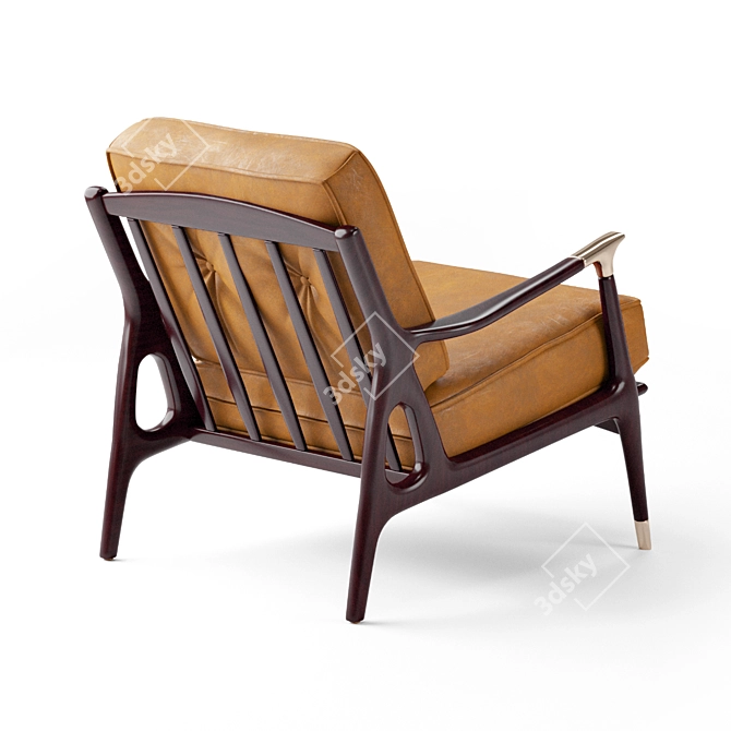 Mid-century Inspired Leather Chair 3D model image 2
