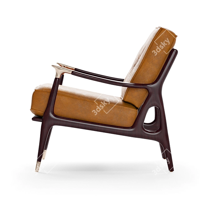 Mid-century Inspired Leather Chair 3D model image 3