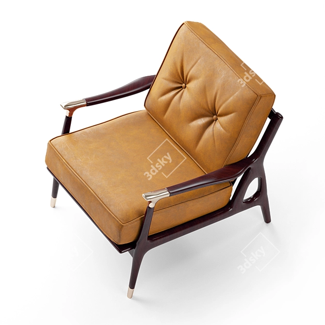 Mid-century Inspired Leather Chair 3D model image 4