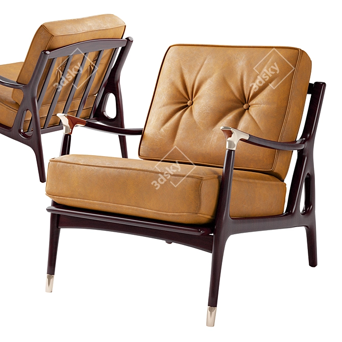 Mid-century Inspired Leather Chair 3D model image 6