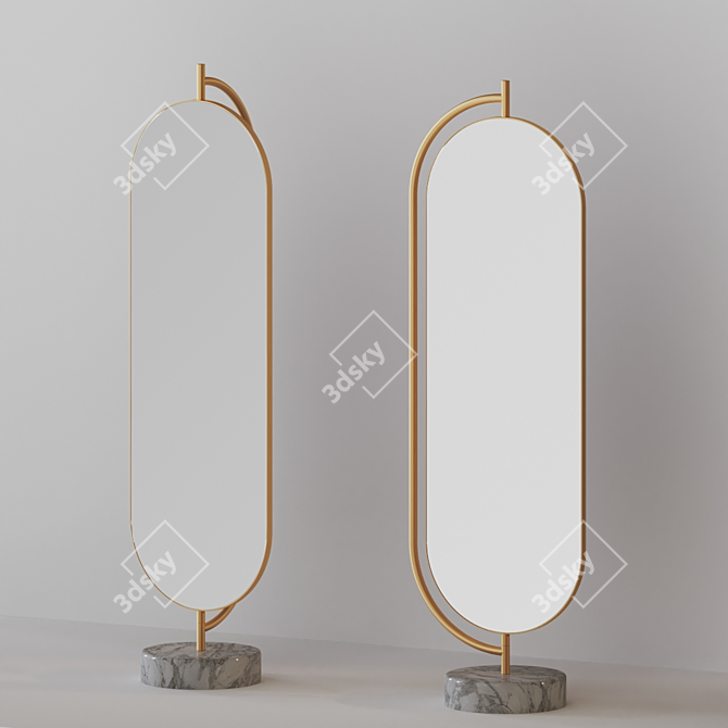 Glamorous Giove: Full-Length Mirror with Brass Base 3D model image 1