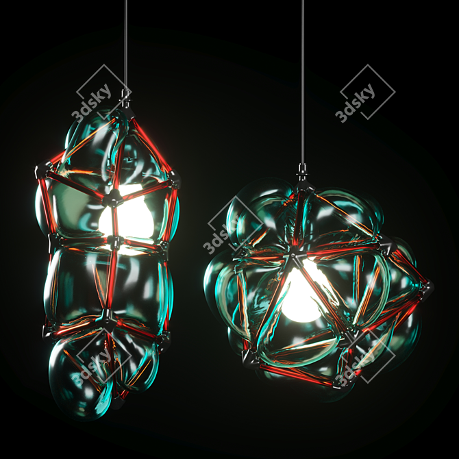 Elegant Glass Pendant Lamp 3D model image 2