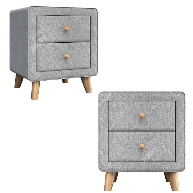 Modern Gray Bedside Sideboard 3D model image 1