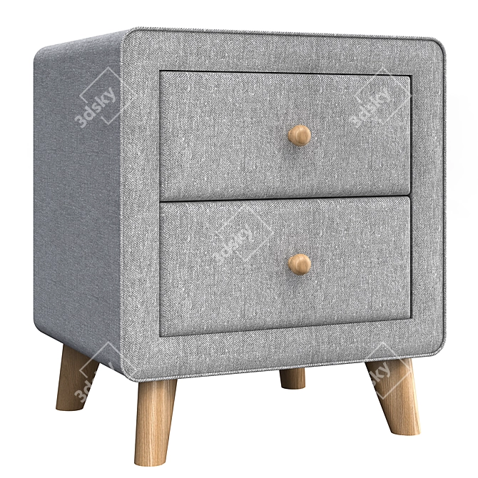 Modern Gray Bedside Sideboard 3D model image 2