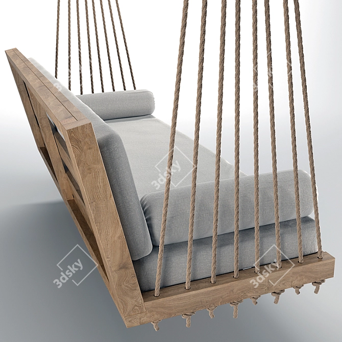 Hanging Swing Sofa: Wooden Frame, Removable Cushions 3D model image 2