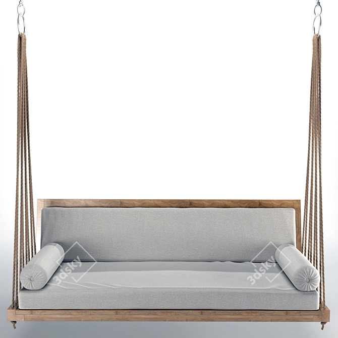 Hanging Swing Sofa: Wooden Frame, Removable Cushions 3D model image 4