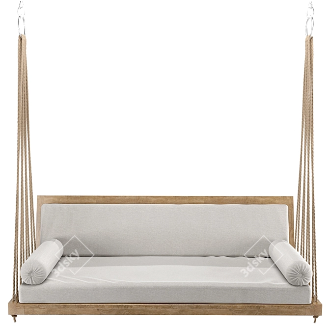 Hanging Swing Sofa: Wooden Frame, Removable Cushions 3D model image 6