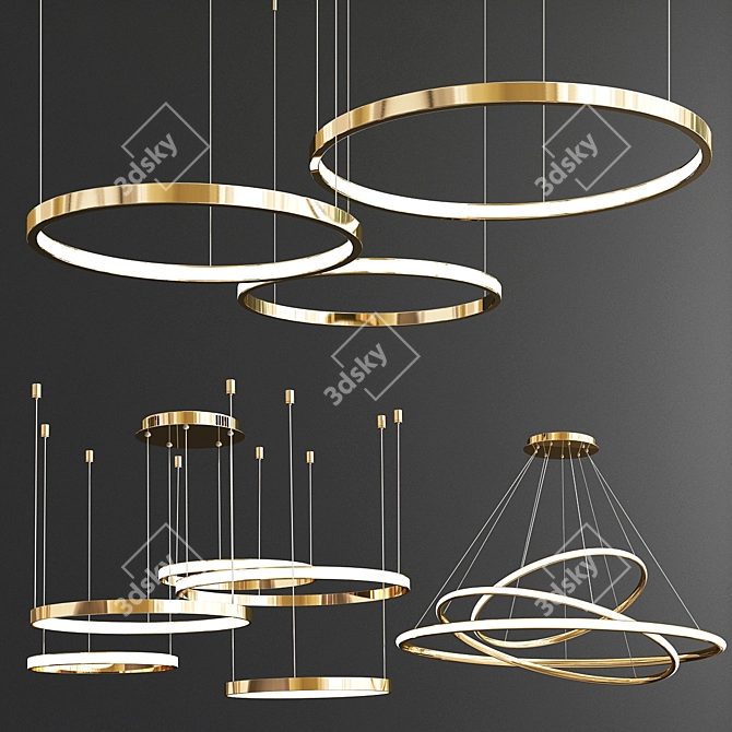 Stunning Ring Chandeliers - 3 Types 3D model image 1