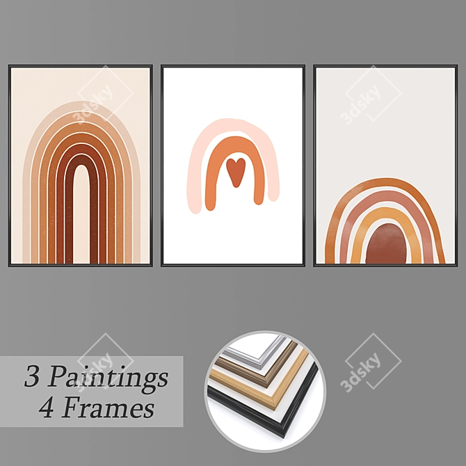 Artistic Wall Decor Set with Multiple Frame Options 3D model image 1