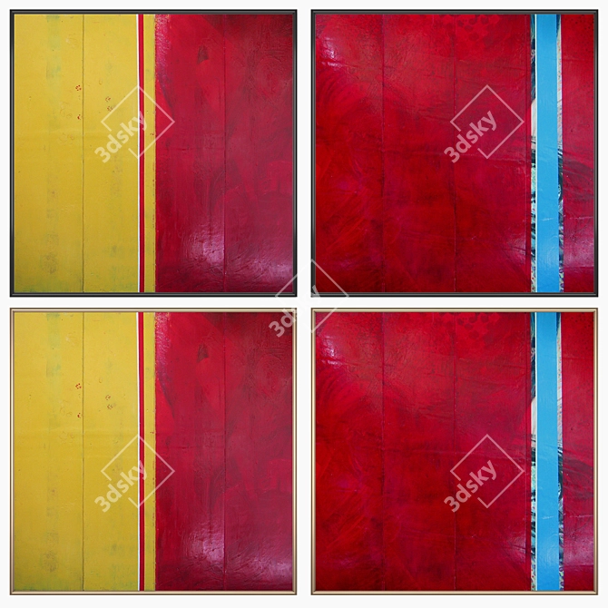 Abstract Wall Art Set with Multiple Frames 3D model image 2