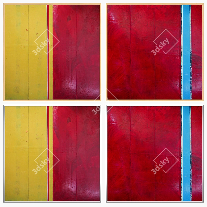 Abstract Wall Art Set with Multiple Frames 3D model image 3