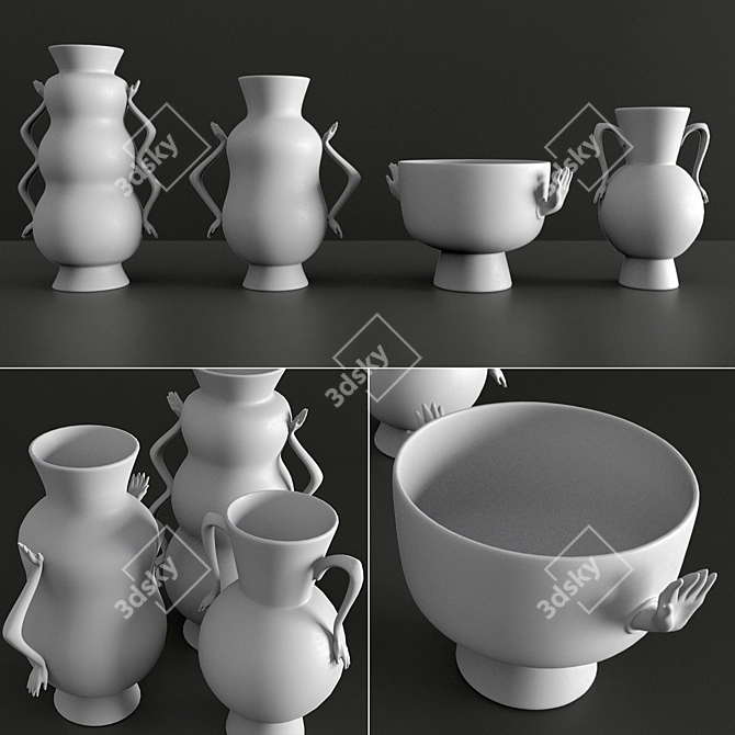 Modern Eve Vases Set 3D model image 1