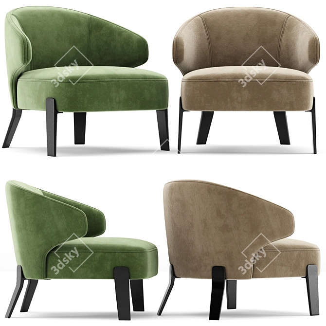 Sleek Comfort Embrace armchair 3D model image 2