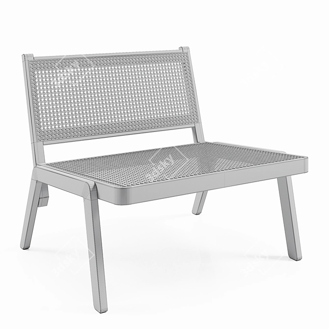 Modern Low Chair: FSC-Certified Meranti Wood with Rattan Seat 3D model image 5