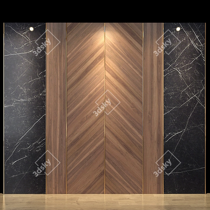 Elegant Floral Wall Panel 3D model image 1