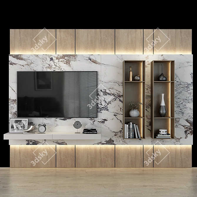 Stylish TV Shelf: 0130 3D model image 1