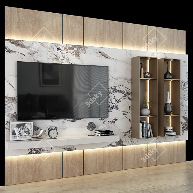 Stylish TV Shelf: 0130 3D model image 2