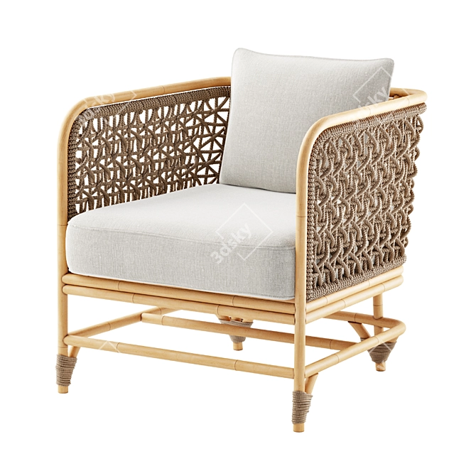 Naturally Elegant Marigny Rattan Chair 3D model image 1
