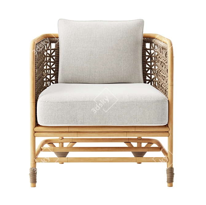 Naturally Elegant Marigny Rattan Chair 3D model image 4