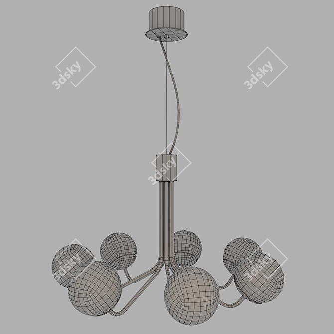 7-Light Chrome and Milk Glass Chandelier 3D model image 3