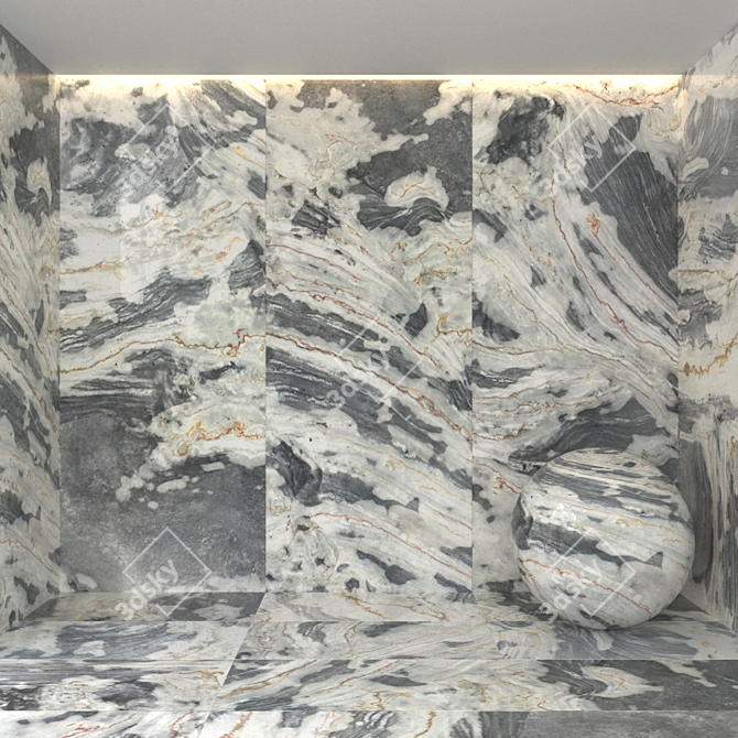 London Gray Marble Tile Layout - Max. Fbx. Obj. Mtl. 3D model image 1