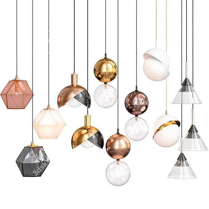 Luxury Pendant Light Set-13 with Exclusive Designs 3D model image 1